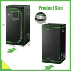 Costway 36''x36''x72'' Mylar Hydroponic Grow Tent W/Observation Window & Floor Tray GrayBlack 16 Costway 36''x36''x72'' Mylar Hydroponic Grow Tent W/Observation Window & Floor Tray GrayBlack -Costway GUEST 5b23b92a 72e9 4ad7 906d bb504667cf58