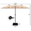 Costway 15Ft Patio Double-Sided Solar LED Market Umbrella Crank Base BeigeTanOrangeBurgundy