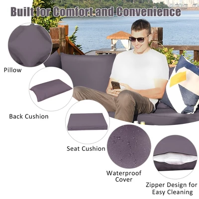 Costway 7PCS Patio Rattan Furniture Set Sectional Sofa Garden Gray Cushion 8 Costway 7PCS Patio Rattan Furniture Set Sectional Sofa Garden Gray Cushion - Image 8