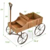 Costway Garden Plant Planter Wooden Wagon Planter W/ Wheel Garden Yard