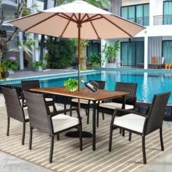 Costway 7PCS Patio Rattan Dining Set Table Top W/Umbrella Hole -Costway GUEST 5b94281d c01f 40d0 8eee dbfec4860f3b