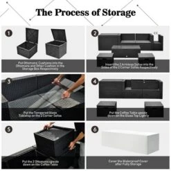 Costway 8PCS Patio Rattan Furniture Set Storage Table Ottoman Cover -Costway GUEST 5c6b8e71 6b80 4b81 b290 423c937e2c86