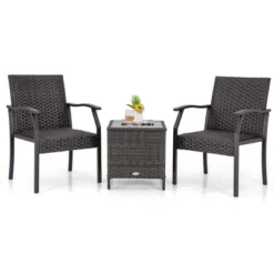 Costway 3 PCS Patio Conversation Set Wicker Chair Tempered Glass Table Cushioned Seat 16 Costway 3 PCS Patio Conversation Set Wicker Chair Tempered Glass Table Cushioned Seat -Costway GUEST 5cb8f9ba beb8 4635 b00b ed8decdd93ad