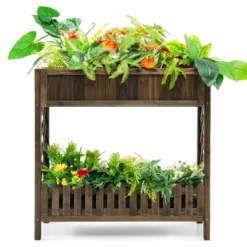Costway 2-Tier Wood Raised Garden Bed Elevated Planter Box For Vegetable, Fruit, Herb 17 Costway 2-Tier Wood Raised Garden Bed Elevated Planter Box For Vegetable, Fruit, Herb -Costway GUEST 5cc0b901 d9d4 459f 9889 ba341423defa