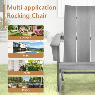 Costway Patio Adirondack Rocking Chair All Weather HDPE Porch Rocker 330lbs Grey Outdoor 7 Costway Patio Adirondack Rocking Chair All Weather HDPE Porch Rocker 330lbs Grey Outdoor - Image 7