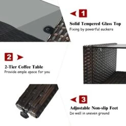 Costway 4PCS Patio Rattan Furniture Set Loveseat Sofa Coffee Table Cushioned Sofa Garden -Costway GUEST 5ce06719 973f 41aa 921c 3f50908dfd1d