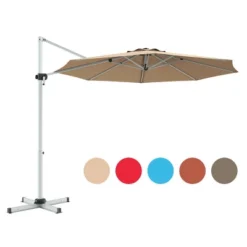 Costway 11' Patio Cantilever Offset Umbrella 360 Degrees Rotation Aluminum Tilt