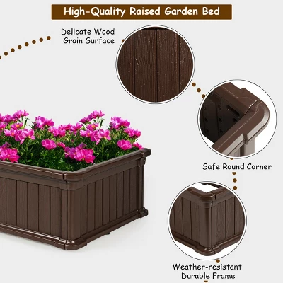 Costway 48''x24'' Raised Garden Bed Rectangle Plant Box Planter Flower Vegetable Brown 9 Costway 48''x24'' Raised Garden Bed Rectangle Plant Box Planter Flower Vegetable Brown - Image 9
