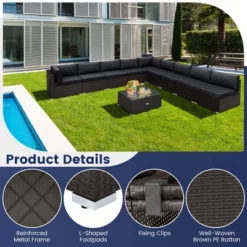 Costway 10 PCS Patio Rattan Furniture Set Outdoor Wicker Sofa Table Cushioned Seat Black/Brown 19 Costway 10 PCS Patio Rattan Furniture Set Outdoor Wicker Sofa Table Cushioned Seat Black/Brown -Costway GUEST 5d63adaa 558b 4506 9840 5f8d84cc5c57