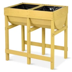 Costway Raised Wooden V Planter Elevated Vegetable Flower Bed Free Standing Planting With Liner -Costway GUEST 5da974ef 8c5e 449d bc20 7007bacdf4f2