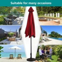 Costway 10FT Patio Umbrella 6 Ribs Market Steel Tilt W/ Crank Outdoor Garden Burgundy 13 Costway 10FT Patio Umbrella 6 Ribs Market Steel Tilt W/ Crank Outdoor Garden Burgundy -Costway GUEST 5dc43b60 372d 4458 ae49 5a90ef4b0ed1