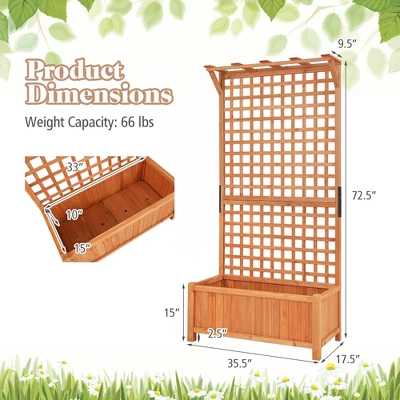 Costway Raised Garden Bed Planter Box Climbing Plants Container With Trellis &Hanging Roof 2 Costway Raised Garden Bed Planter Box Climbing Plants Container With Trellis &Hanging Roof - Image 2