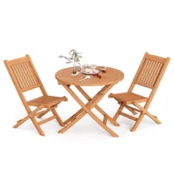 Costway 3pcs Patio Outdoor Teak Wood Bistro Dining Set Folding Chair & Table Slatted 11 Costway 3pcs Patio Outdoor Teak Wood Bistro Dining Set Folding Chair & Table Slatted -Costway GUEST 5dd8cfed 2090 4584 86f0 8076076c1a32