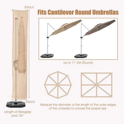 Costway Parasol Offset Cantilever Umbrella Cover 11ft Zipper Fiberglass Rod Outdoor 3 Costway Parasol Offset Cantilever Umbrella Cover 11ft Zipper Fiberglass Rod Outdoor - Image 3