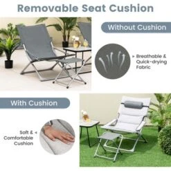 Costway 5pcs Patio Folding Sling Chair Set Ottoman Table Portable Headrest Outdoor Beach -Costway GUEST 5ed4699f fb22 4633 81b7 818eb1e2da9e