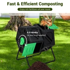 Costway Dual Chamber Compost Tumbler Outdoor Rotating Chamber Compost Bin 34.5 Gallon -Costway GUEST 5ede0308 53ad 4638 b124 3711361e2571