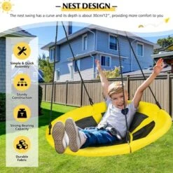 Extra Large Heavy Duty A-Frame Steel Swing Stand Set 40” Nest Tree Swing Yellow -Costway GUEST 5f5e99a2 4921 480d a90b 35d2adacc3f5