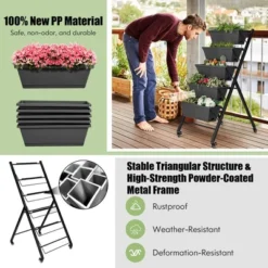 Costway 5-Tier Vertical Raised Garden Bed Elevated Planter With Wheels & Container Boxes Black 15 Costway 5-Tier Vertical Raised Garden Bed Elevated Planter With Wheels & Container Boxes Black -Costway GUEST 5f799454 df12 488d a929 85d8ab0380da