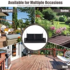 Costway 2-Person Patio Rattan Hanging Porch Swing Bench Chair Cushion BeigeBlackRedTurquoise -Costway GUEST 5f87cd29 9fb4 443f a5ff fe0ba6a0ed49