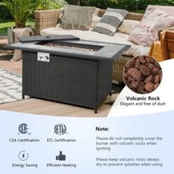 Costway 52'' Propane Fire Pit Table Marble Tabletop Rattan Wicker W/ Rain Cover Lava Rock 12 Costway 52'' Propane Fire Pit Table Marble Tabletop Rattan Wicker W/ Rain Cover Lava Rock -Costway GUEST 5fde27f6 7479 4d75 9a39 60ce0ae7bf58