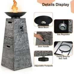 Costway 48'' Outdoor Propane Fire Bowl Column W/ Lava Rocks & PVC Cover 30,000 BTU 16 Costway 48'' Outdoor Propane Fire Bowl Column W/ Lava Rocks & PVC Cover 30,000 BTU -Costway GUEST 5fe80aae 169c 49ca a9e6 67aa948541f6