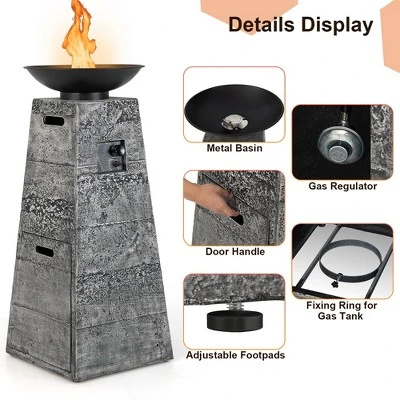 Costway 48'' Outdoor Propane Fire Bowl Column W/ Lava Rocks & PVC Cover 30,000 BTU 8 Costway 48'' Outdoor Propane Fire Bowl Column W/ Lava Rocks & PVC Cover 30,000 BTU - Image 8