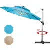 Costway 10ft Solar LED Patio Umbrella 360Degree Rotation W/USB Turquoise