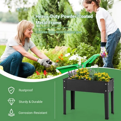 Costway 24'' Raised Garden Bed With Legs Metal Elevated Planter Box Drainage Hole Backyard 6 Costway 24'' Raised Garden Bed With Legs Metal Elevated Planter Box Drainage Hole Backyard - Image 6
