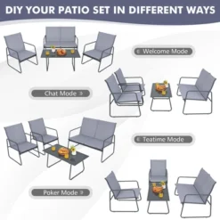 Costway 4-Piece Metal Patio Furniture Chat Set Outdoor Conversation Table Garden -Costway GUEST 602e6a8c 1e33 4895 ba75 58e1590cd775