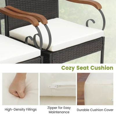 Costway 5PCS Patio Wicker Dining Set Armchairs Acacia Wood Table With Detachable Cushions & Umbrella Hole 3 Costway 5PCS Patio Wicker Dining Set Armchairs Acacia Wood Table With Detachable Cushions & Umbrella Hole - Image 3