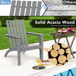 Costway 2PCS Patio Adirondack Chair Side Table Set Solid Wood Garden Deck Grey -Costway GUEST 60650001 cfd8 4c9f 92d1 4212eaad5924