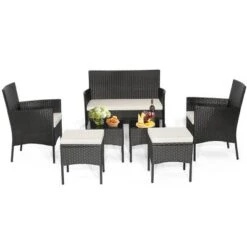 Costway 7pcs Patio Rattan Sofa Furniture Set Table Ottoman Metal Cushioned Outdoor Pool -Costway GUEST 61083a9f 5840 47bc bc53 800cf3c41e04