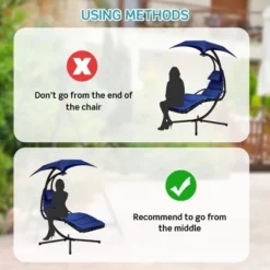 Costway Costway Patio Hanging Lounge Chaise Hammock Chair Removable Canopy Grey/Navy/Turquoise -Costway GUEST 61c56311 d1b4 4a37 a8b3 8464e930ac5c