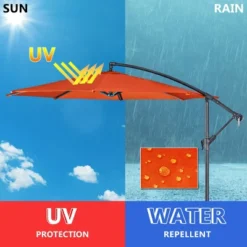 Costway 10 Ft Hanging Umbrella Patio Sun Shade Offset Outdoor Market Cross Base Orange -Costway GUEST 61de21da 31bc 4f94 bf3b b860410b2718