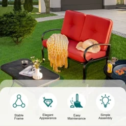 Costway 2PC Patio LoveSeat Coffee Table Furniture Set Bench W/ Cushions -Costway GUEST 62000b29 2686 4de4 b0f7 97373e9b4522