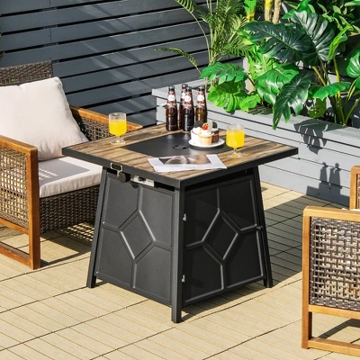 Costway 28 Inches Propane Gas Fire Pit Table 40,000 BTU Outdoor Heater W/Cover 1 Costway 28 Inches Propane Gas Fire Pit Table 40,000 BTU Outdoor Heater W/Cover