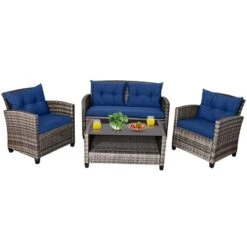 Costway 4 PCS/8PCS Patio Rattan Furniture Set Coffee Table Cushioned Sofa Garden Lawn Navy 13 Costway 4 PCS/8PCS Patio Rattan Furniture Set Coffee Table Cushioned Sofa Garden Lawn Navy -Costway GUEST 6278cd91 5bd8 4063 add9 ec7f4eacf45b