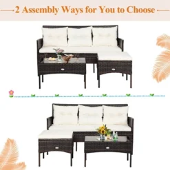 Costway 3PCS Patio Rattan Furniture Set 3-Seat Sofa Cushioned Table Garden TurqouiseGrayWhite 18 Costway 3PCS Patio Rattan Furniture Set 3-Seat Sofa Cushioned Table Garden TurqouiseGrayWhite -Costway GUEST 6290e964 8332 455d ae87 dade26b50d18