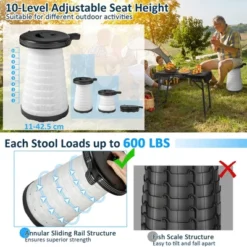 Costway 3-Piece Folding Table Stool Set With A Camping Table & 2 Retractable LED Stools 15 Costway 3-Piece Folding Table Stool Set With A Camping Table & 2 Retractable LED Stools -Costway GUEST 629256db fdc0 4a9a 89c9 1278f638d49b