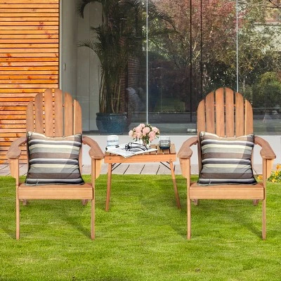 Costway 3PCS Patio Adirondack Chair Table Set Garden Deck Furniture 2 Costway 3PCS Patio Adirondack Chair Table Set Garden Deck Furniture - Image 2