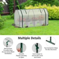 Costway Raised Garden Bed With Dual Zipper Door Greenhouse For Patios And Backyards Grey/Natural -Costway GUEST 63260f12 d3f6 4739 842b a65e0e0b60e0