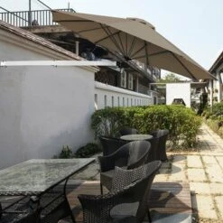 Costway 8ft Wall-Mounted Umbrella Telescopic Folding Tilt Sun Shade TanTurquoise -Costway GUEST 632f6fb4 6a4e 4529 baf2 4f2f5a53392e