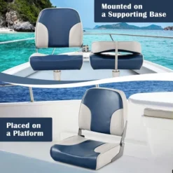 Costway 2-Piece Folding Boat Seat Set With Sponge Padding & Aluminum Hinges Low Back Blue -Costway GUEST 63779af9 25f9 465c 8a47 a77f896cbafd