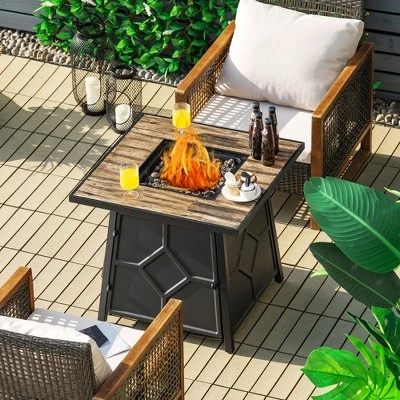 Costway 28 Inches Propane Gas Fire Pit Table 40,000 BTU Outdoor Heater W/Cover 2 Costway 28 Inches Propane Gas Fire Pit Table 40,000 BTU Outdoor Heater W/Cover - Image 2