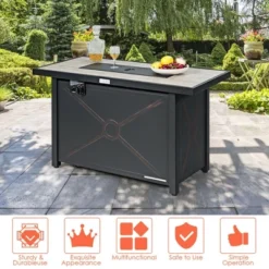 Costway 60,000 BTU 42'' Rectangular Propane Gas Fire Pit Heater Outdoor Table W/ Cover -Costway GUEST 63e39eaf 353e 4db6 8e2c f9a20cbe3e98