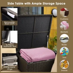 Costway 4PCS Outdoor Patio Rattan Furniture Set Cushioned Loveseat Storage Table -Costway GUEST 64225a40 6ad6 45c2 b9af ba96f638a7b5