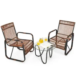 Costway 3PCS Patio Rattan Furniture Set Conversational Sofa Coffee Table Garden 16 Costway 3PCS Patio Rattan Furniture Set Conversational Sofa Coffee Table Garden -Costway GUEST 64398d9e 85d8 48a0 9093 1620720d3012