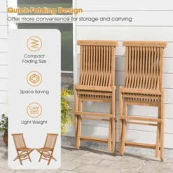 Costway 2 PCS Patio Folding Chair Teak High Back Dining Slatted Seat Portable Outdoor 13 Costway 2 PCS Patio Folding Chair Teak High Back Dining Slatted Seat Portable Outdoor -Costway GUEST 644f67a4 ba8e 4bfc ac1d 9486b494992a