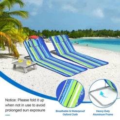 Costway 3-Piece Beach Lounge Chair Mat Set 2 Adjustable Lounge Chairs With Table BlueStripe 16 Costway 3-Piece Beach Lounge Chair Mat Set 2 Adjustable Lounge Chairs With Table BlueStripe -Costway GUEST 6450bc88 fc8c 4e47 a4f5 401d277fadfe