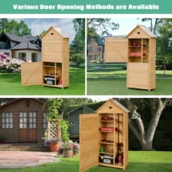Costway Outdoor Storage Shed Lockable Wooden Garden Tool Storage Cabinet W/ Shelves -Costway GUEST 6454ce47 21ce 43e2 9f85 c3156de11b1d